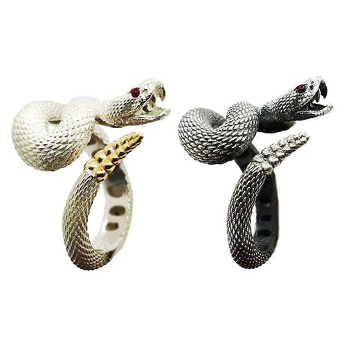 2 Pcs Vintage Serpent Ouvert Anneaux Couple Bijoux Punk Doigt Bague Pour Garçon Filles