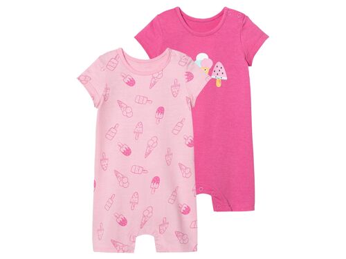 lupilu® Lot de 2 barboteuses bébé (rose/rose clair)