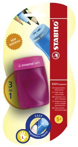 Stabilo Easy / B-41592-5 Taille-Crayon 3 En 1 Pour Gaucher Rose 1 Pièce Import Allemagne
