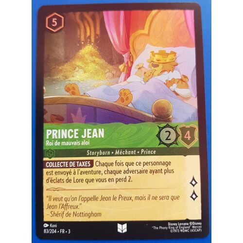 Carte Lorcana Disney (Chapitre 3) Foil Peu Commune (83/204) Prince Jean - Roi De Mauvais Aloi