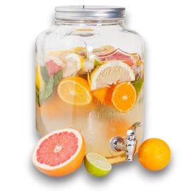 Distributeur Boisson Avec Robinet 8 L - Fontaine À Eau Et Cocktail - Bol À Punch - Jarre En Verre Pour Limonades - Bonbonne - Bocal