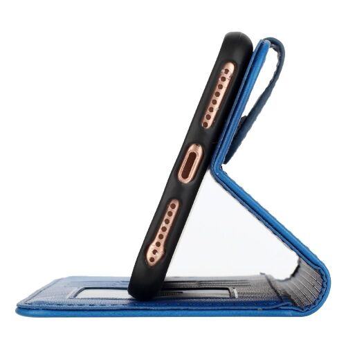 Étui Pour Portefeuille Iphone 7/8 Fermeture Magnétique En Cuir Pu Avec Support De Fente Pour Carte Bicelle De Protection Livre Flip Folio - Bleu