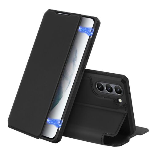 Etui Antichoc Pour Galaxy S21fe Noir Avec Rabat Latéral Et Fonction Stand