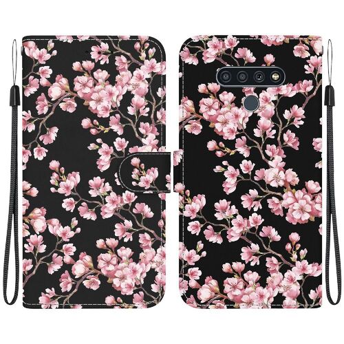 Étui Pour Lg K71 Fentes Pour Cartes Fleur Papillon Peinte Fermeture Magnétique Cuir Pu Portefeuille - C8