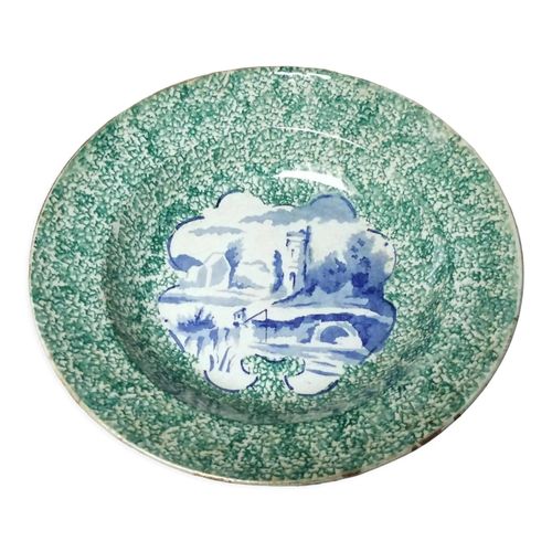 Plat Creux Ancien Porcelaine Opaque De Digoin Vert