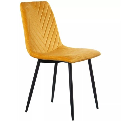 CHAISE TISSU MOUTARDE PIEDS MÉTAL NOIR LOT 4