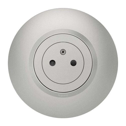 Prise ronde 2P+T 16A complète - Dooxie - aluminium - Legrand