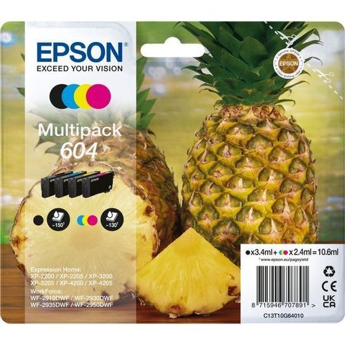 Epson 604 Multipack - Pack de 4 - noir, cyan, magenta, jaune - original - blister - cartouche d'encre - pour Expression Home XP-2200, 2205, 3205, 4200, 4205; WorkForce WF-2910, 2930, 2935, 2950