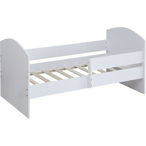 Lit Enfant Avec Barrière "Victoria" - Bois - Blanc - 80 X 160 Cm