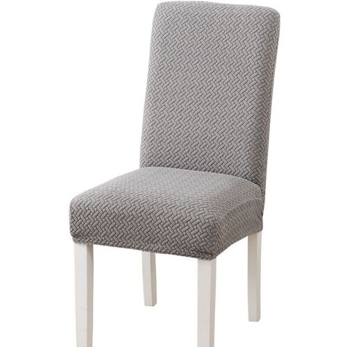 Housse Assise Chaise Elastique Jacquard Extensible Housse De Chaise Gaufree Pour Salle A Manger (Gris Clair, 39¡Á50cm,2piece) Goodnice