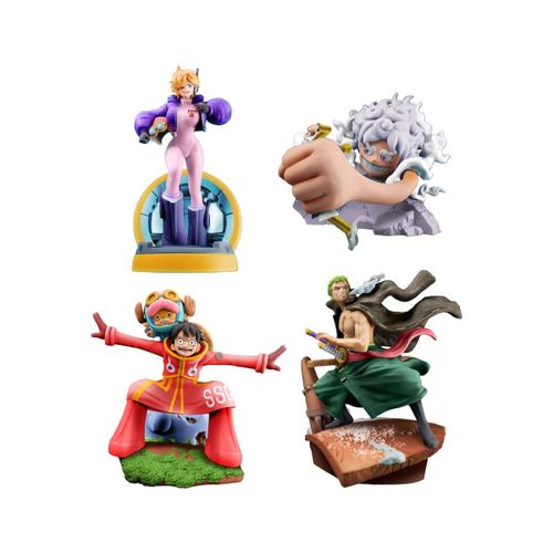 One Piece - Set 4 Figurines One Piece Petitrama Logbox Re Birth Egghead 9 Cm