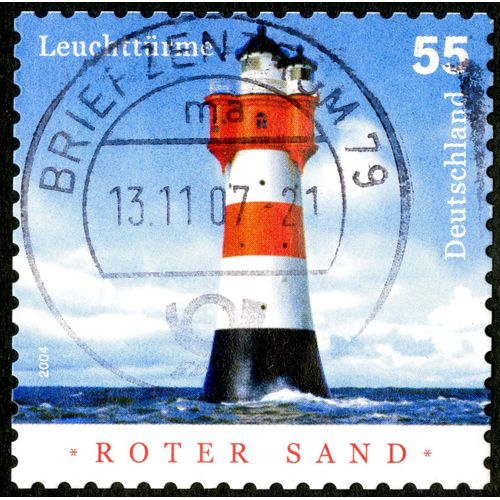 Timbre Oblitéré Deutschland, Leuchttürme, Roter Sand, 2004, 55
