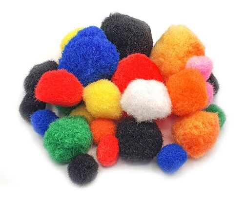 Pompons Multicolores 1,5 À 3,5 Cm 25 Pièces