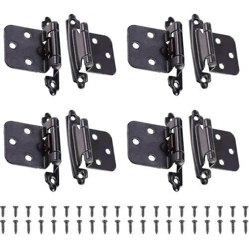 Charnières de porte de placard en acier inoxydable, 8 pièces, avec vis, charnières de meubles en acier inoxydable
