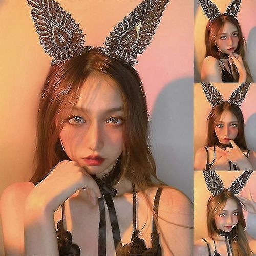 Serre-Tête Oreilles De Chat En Dentelle Pour Halloween, Noël, Déguisement, Chat, Femme, Fille, Cosplay (Noir)