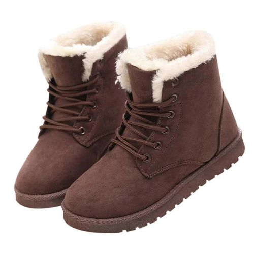 Bottes De Neige Moelleuses Épaisses Polaire Doublées Chaudes Femmes Bottes De Cheville D'hiver-Brun-Adulte-38-Mâle