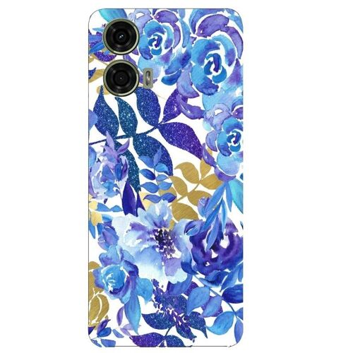 Coque Pour Moto G24 Et G04 Fleur Bleu