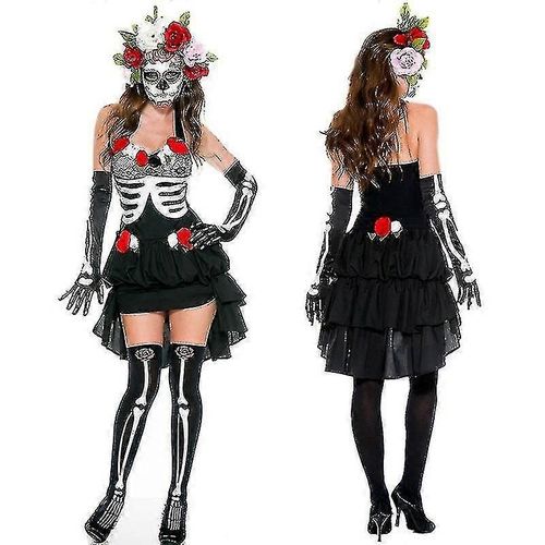 Costume De Carnaval Pour Femmes, Halloween, Cadavre De Mariée, Le Squelette, Tenue Mexicaine, Jour Des Morts, Cosplay, Robe De Soirée Fantaisie-Adulte-L-Unisexe