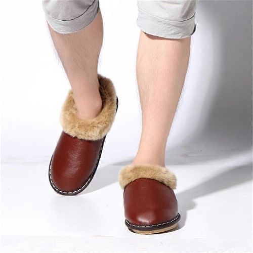 Femmes Bottes De Neige Pour L'hiver : Cheville Boot Slip On Fourrure Chaude Doublée Confortable Imperméable Plat Support Casual Chaussons-Café-Adulte-Taille 28 Hommes-Unisexe