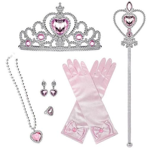 Princesse Sirène Costume Habiller Accessoires Pour Filles Sirène Gants Couronne Collier Baguette Boucles D'oreilles Bague Princesse Halloween Cosplay Accessoires Christ-Rose-Adulte-Unisexe