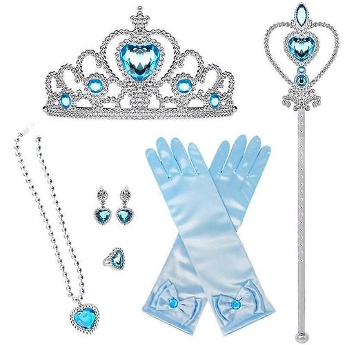 Princesse Sirène Costume Habiller Accessoires Pour Filles Sirène Gants Couronne Collier Baguette Boucles D'oreilles Bague Princesse Halloween Cosplay Accessoires Christ-Bleu-Adulte-Unisexe