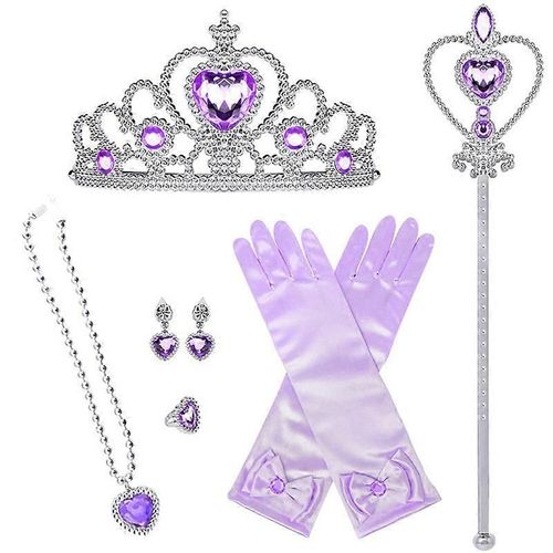 Princesse Sirène Costume Habiller Accessoires Pour Filles Sirène Gants Couronne Collier Baguette Boucles D'oreilles Bague Princesse Halloween Cosplay Accessoires Christ-Violet-Adulte-Unisexe