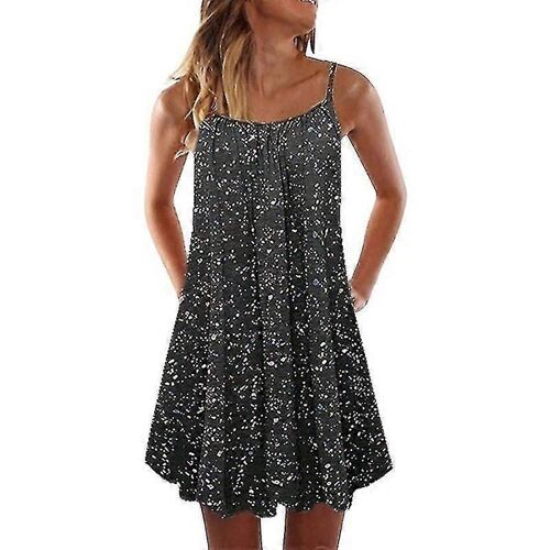 Robe D'été Mini Style Bohème Grande Taille Pour Femmes-S-Adulte-Noir-Femelle