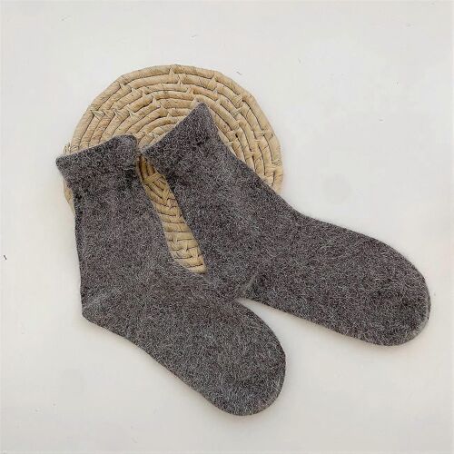 Cheveux De Lapin Solide Femme Chaussettes Hiver Épais Plus Chaud Chaussettes Longues Japonais Kawaii Mignon Thermique Cachemire Chaussette De Noël Cadeaux Du Nouvel An-Adulte-Café-Femelle