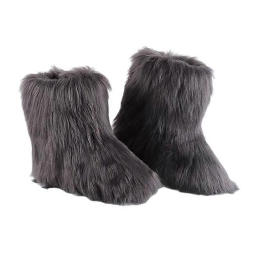 Bottes En Fausse Fourrure Pour Femmes, Bout Rond, En Daim, Confortables, Chaudes, Courtes, Plates, Mi-Mollet, Pour L'extérieur Et L'intérieur-Couleur 9-Adulte-Taille 42-Mâle