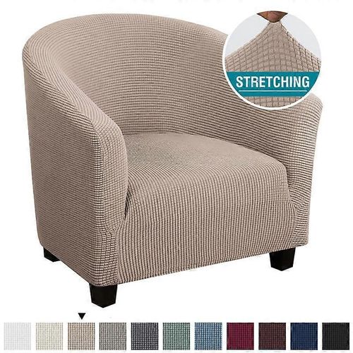 Housse De Fauteuil Club Avec Housse De Coussin De Siège Baignoire Ronde Housse De Fauteuil D'appoint Housses Extensibles De Canapé Respirants Pour Salon Chambre À Coucher Bureau Salle À Manger B-Kaki