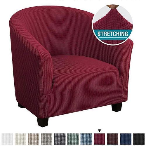 Housse De Fauteuil Club Avec Housse De Coussin De Siège Baignoire Ronde Housse De Fauteuil D'appoint Housses Extensibles De Canapé Respirants Pour Salon Chambre À Coucher Bureau Salle À Manger B-Vin Rouge