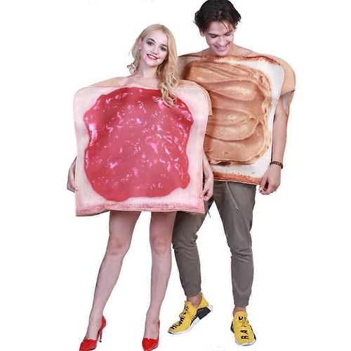 Déguisement D'halloween Pour Couple, Tranches De Pain, Beurre De Cacahuète Et Gelée Pour Adultes, Fête Cosplay, Drôle, Nourriture, Mascotte-Adulte-Hommes-Femmes