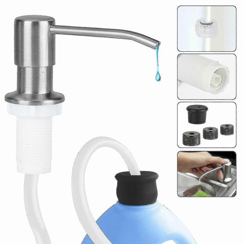 Distributeur de savon liquide pour évier de cuisine en acier inoxydable, flacon pompe pour liquide pour les mains, 300 ml