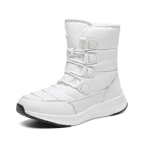 Bottes D'hiver À Bout Rond Pour Femmes, Bottes De Neige Antidérapantes, À Lacets, Imperméables-Ue 39-Adulte-Blanc-Mâle
