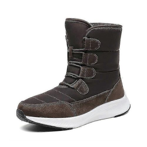 Bottes D'hiver À Bout Rond Pour Femmes, Bottes De Neige Antidérapantes, À Lacets, Imperméables-Ue 38-Adulte-Brun-Mâle