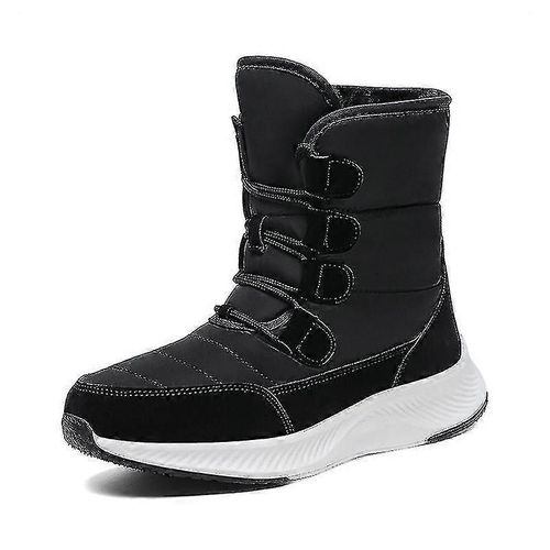 Bottes D'hiver À Bout Rond Pour Femmes, Bottes De Neige Antidérapantes, À Lacets, Imperméables-Ue 35,5-Adulte-Noir-Mâle