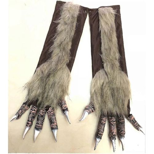 Gants De Loup-Garou D'halloween, Gants En Fourrure De Loup-Garou, Accessoires D'halloween, Costume De Cosplay, Gants Cadeau, Marron, 1 Paire