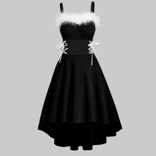 Costume De Noël Pour Femmes Lapin Performance Costume Taille Halter Robe Irrégulière-Noir-Adulte-M-Femelle