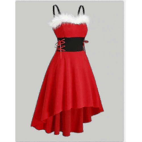 Costume De Noël Pour Femmes Lapin Performance Costume Taille Halter Robe Irrégulière-Rouge-Adulte-Xl-Femelle