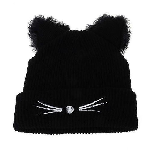 Bonnet D'hiver Crochet Hiver Fourrure Tricotée Casquette Mignonne Pour Oreilles De Chat Casquette Carré