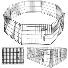 Enclos Pour Chien - Springos® - Modèle Pliable 8 Parties - 155 Cm Diamètre - 61 Cm Hauteur - Métal Noir