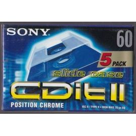 Cassette AUDIO / SONY Position Chrome / IEC II Type II / 60 minutes Pack de 5