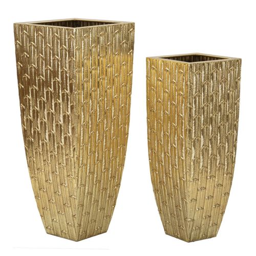Lot De 2 Pots Décoratifs Mf388, Or, 40x40x99 Cm, Epikasa