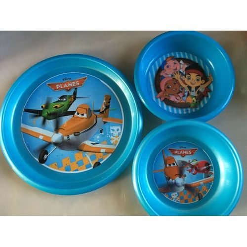 3 Assiettes Bebe Disney : Planes Et Jake Le Pirate