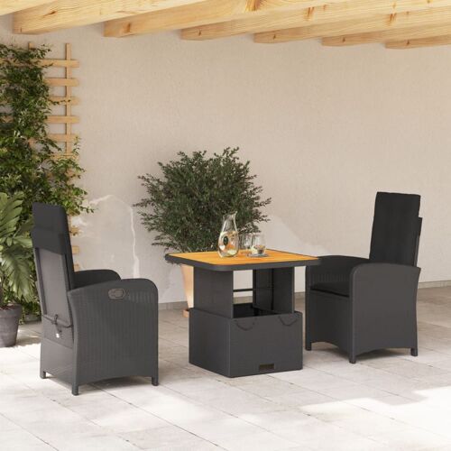 Vidaxl Ensemble À Manger De Jardin Avec Coussins 3 Pcs Noir