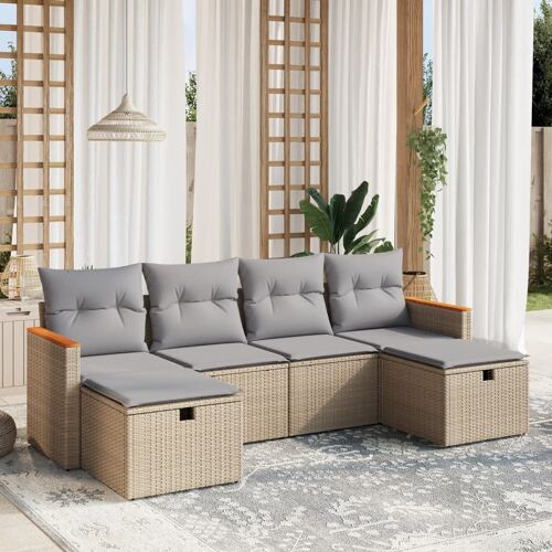 Vidaxl Salon De Jardin Avec Coussins 6pcs Mélange Beige Résine Tressée