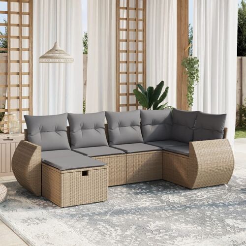 Vidaxl Salon De Jardin Avec Coussins 6pcs Mélange Beige Résine Tressée