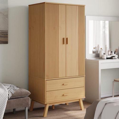 Vidaxl Garde-Robe Olden Marron 76,5x53x172 Cm Bois Massif De Pin