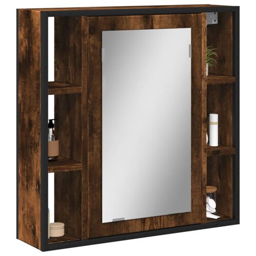 Vidaxl Armoire À Miroir De Salle De Bain Chêne Fumé Bois DIngénierie.