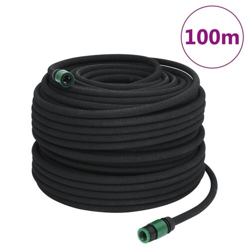 vidaXL Tuyau d'arrosage de jardin noir 0,6"" 100 m caoutchouc
